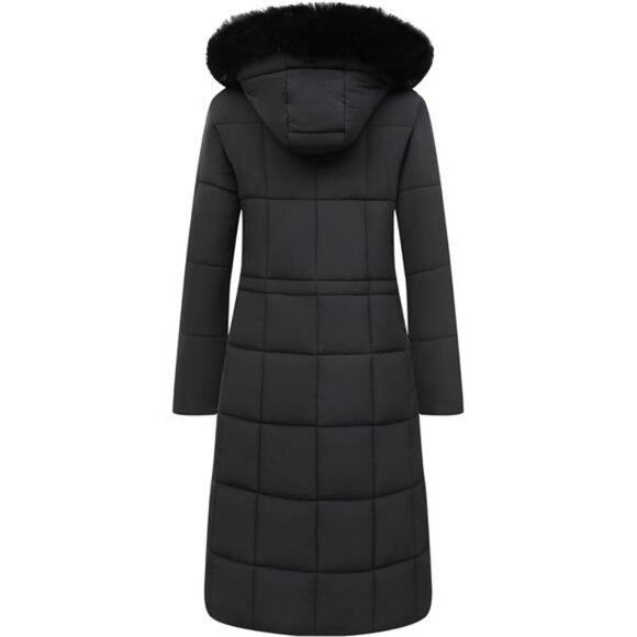 Women's Winter Coat Long Waterproof Parka - Warm Black - Picture 2 of 7